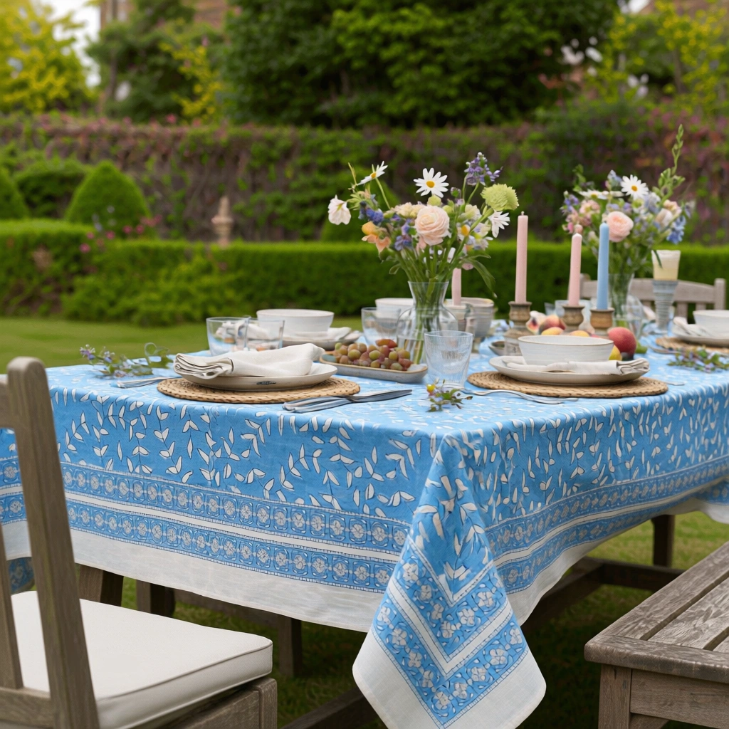 10 Seater Tablecloth 180x270 cms Harmony Blue Fill 260416