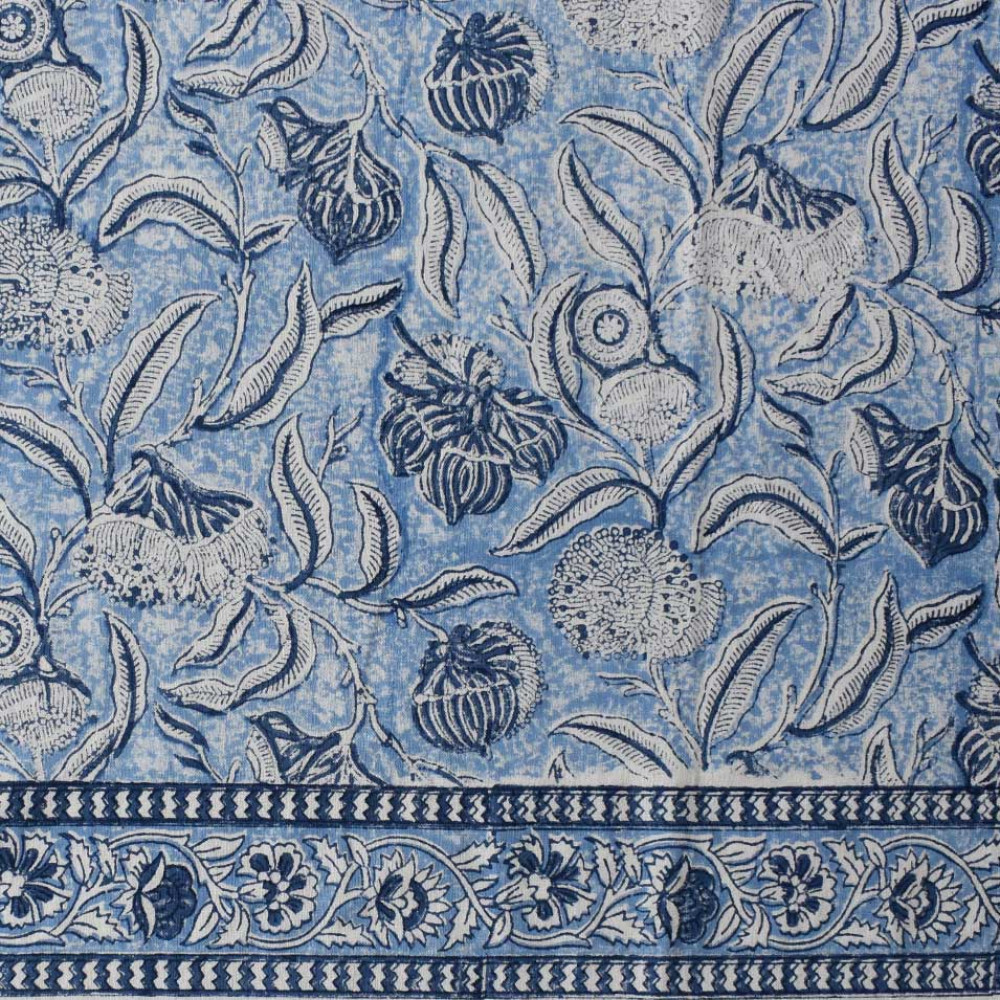 Image of 5 Yard Running Fabric Jaipur Block Printed Cotton 20 Sheeting Fabric | Meadow Song Blue 202513