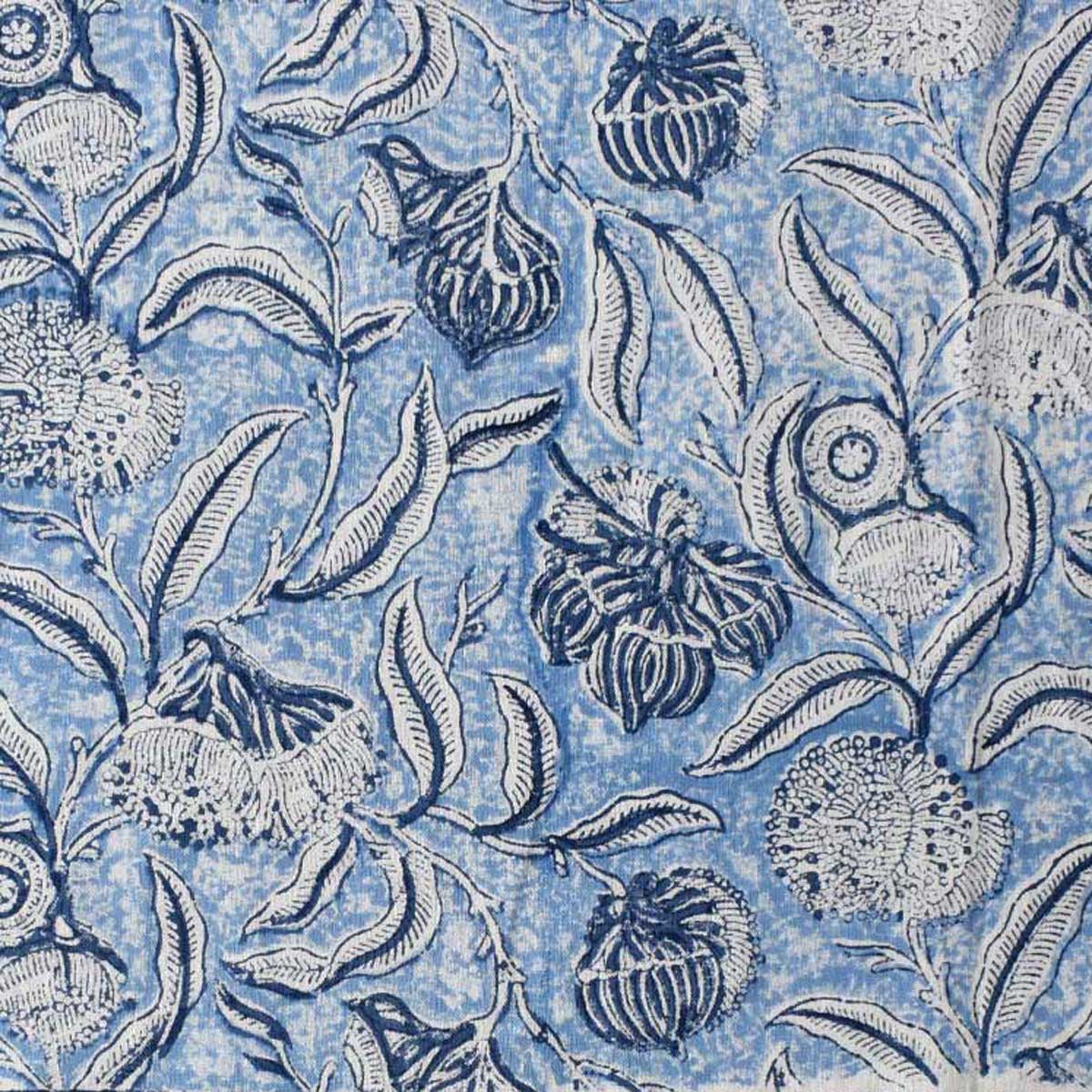 5 Yard Running Fabric Jaipur Block Printed Cotton 20 Sheeting Fabric Meadow Song Blue 202513
