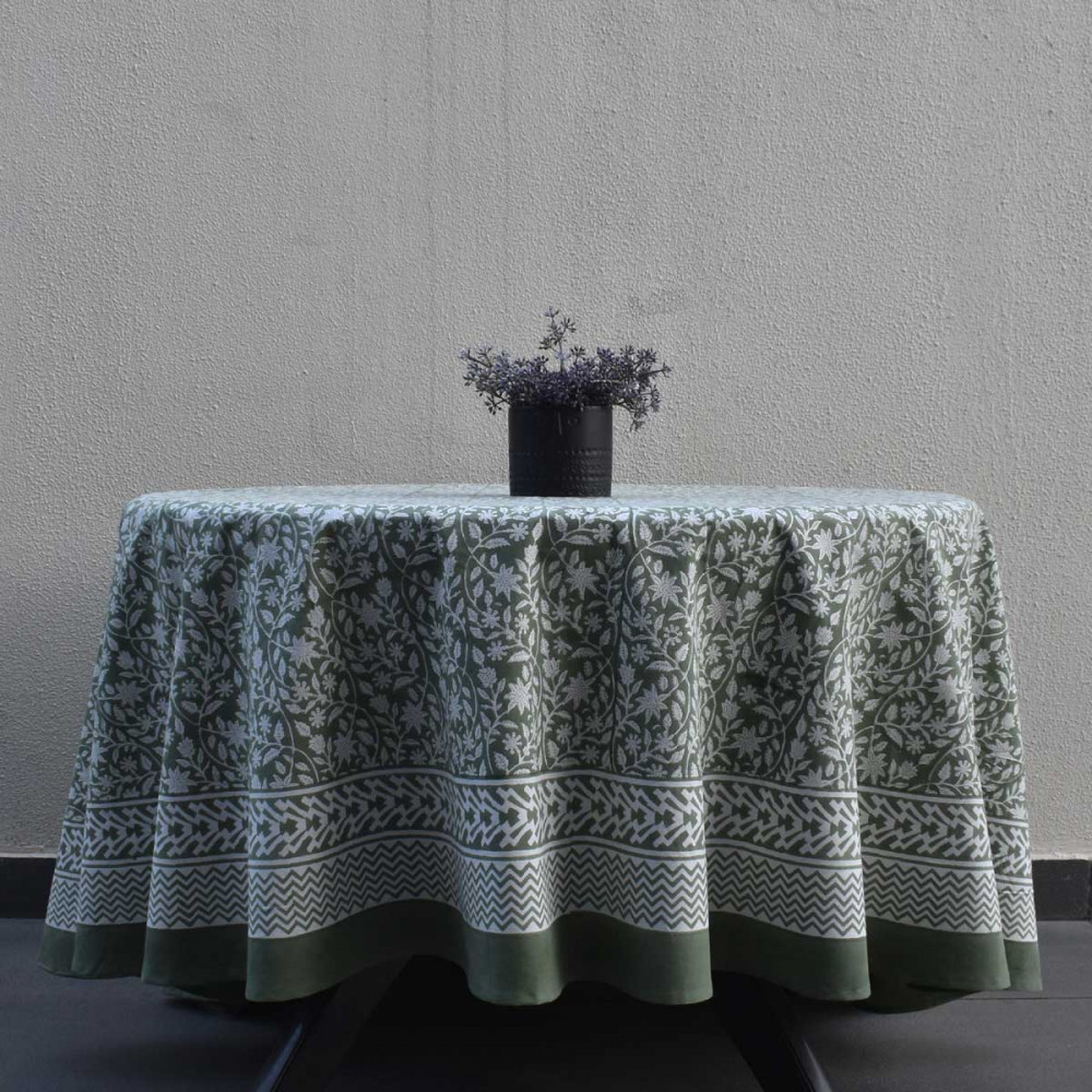 Image of Round 220 cms Cotton French Design Table Cover | Mogra 202540