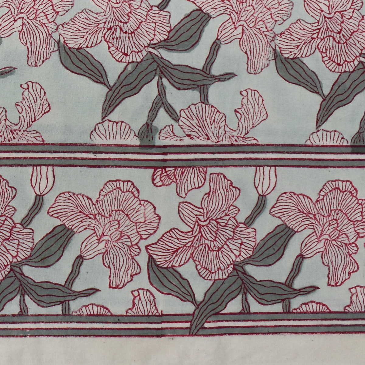 Wood Block Printed Handmade Tablecloth 150x220 cms Orchid Glass 202602
