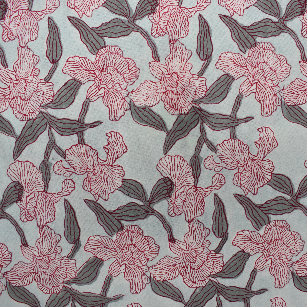 Square Tablecloth in Cotton Hand Block Printed Cotton Tablecloth 180x180 cms Orchid Glass 202505