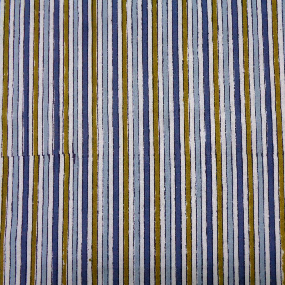 Hand Block Printed Cotton Tablecloth 180x270 cms Three Stripe Starlight 202213