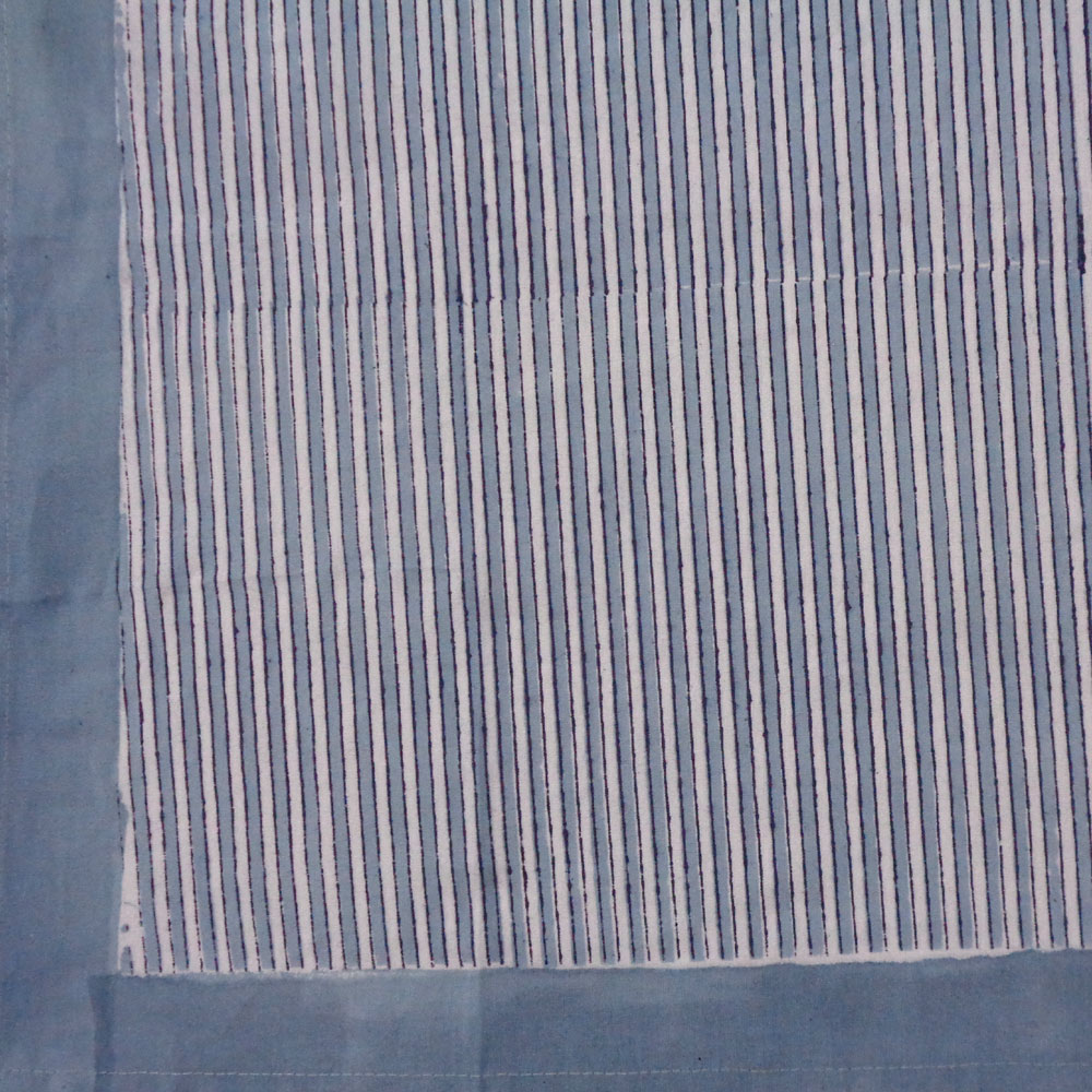 Hand Block Printed Cotton Tablecloth 180x270 cms Two Stripe Starlight 202212