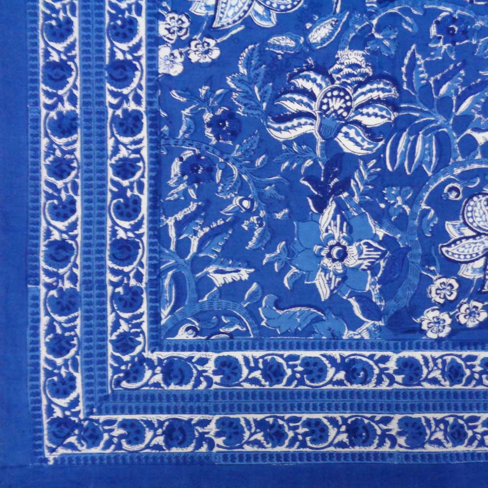 Hand Block Printed Cotton Tablecloth 150x150 cms Anarkali Blue Gud 106797