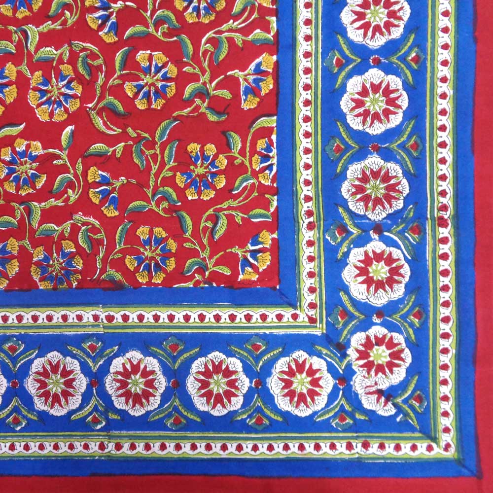 Hand Block Printed Cotton Tablecloths 150x220 cms Chakri Red Gud 101748