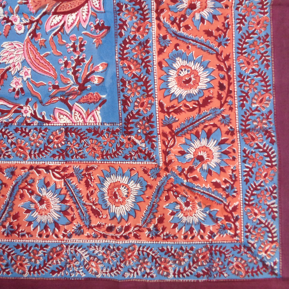 Square Tablecloth in Cotton Hand Block Printed Cotton Tablecloth 150x150 cms Firdaus Gud 204865