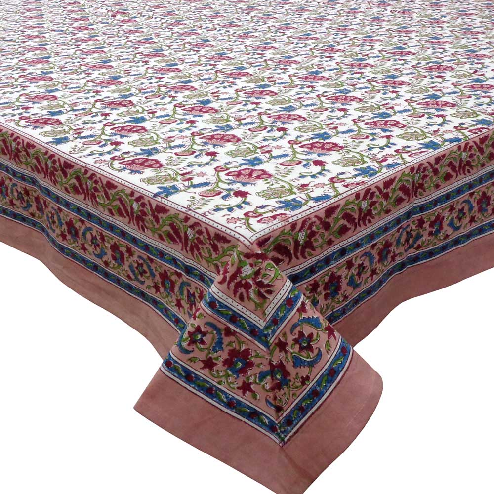 Tablecloth 12 seater in Cotton Hand Block Printed Cotton Tablecloth 180x340 cms Genda Bale 105479