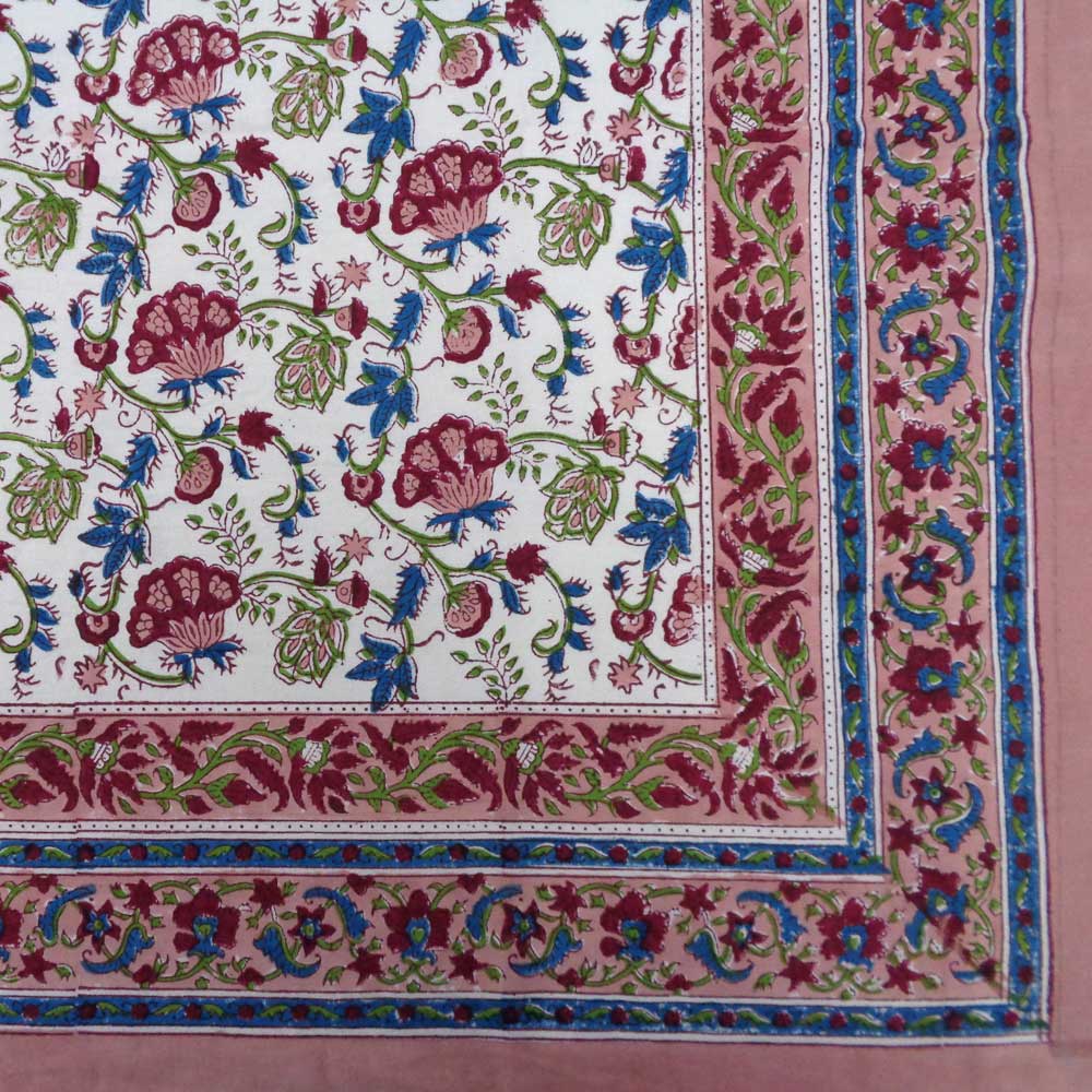 Tablecloth 12 seater in Cotton Hand Block Printed Cotton Tablecloth 180x340 cms Genda Bale 105479
