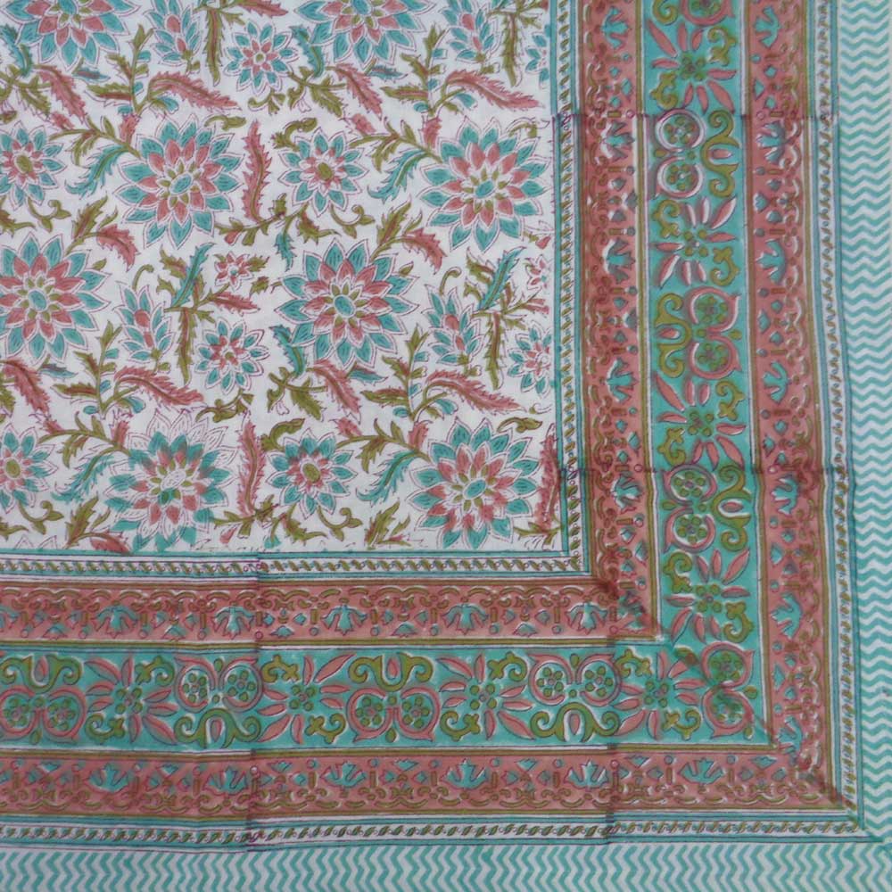 Hand Block Printed Cotton Tablecloth 150x220 cm  Madhubala Redwood 103536