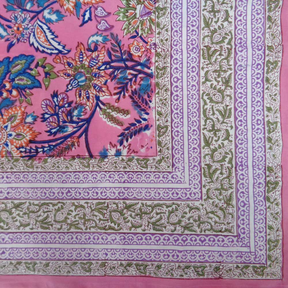 Hand Block Printed Cotton Tablecloth 150x220 cm Misty Pink Gud 103650
