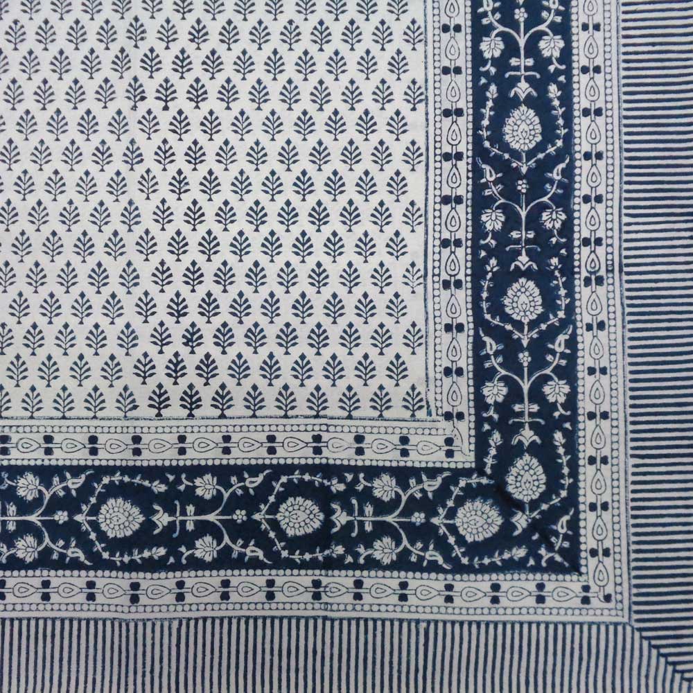 Hand Block Printed Cotton Tablecloth 180x270 cms Neem Majolika 102625