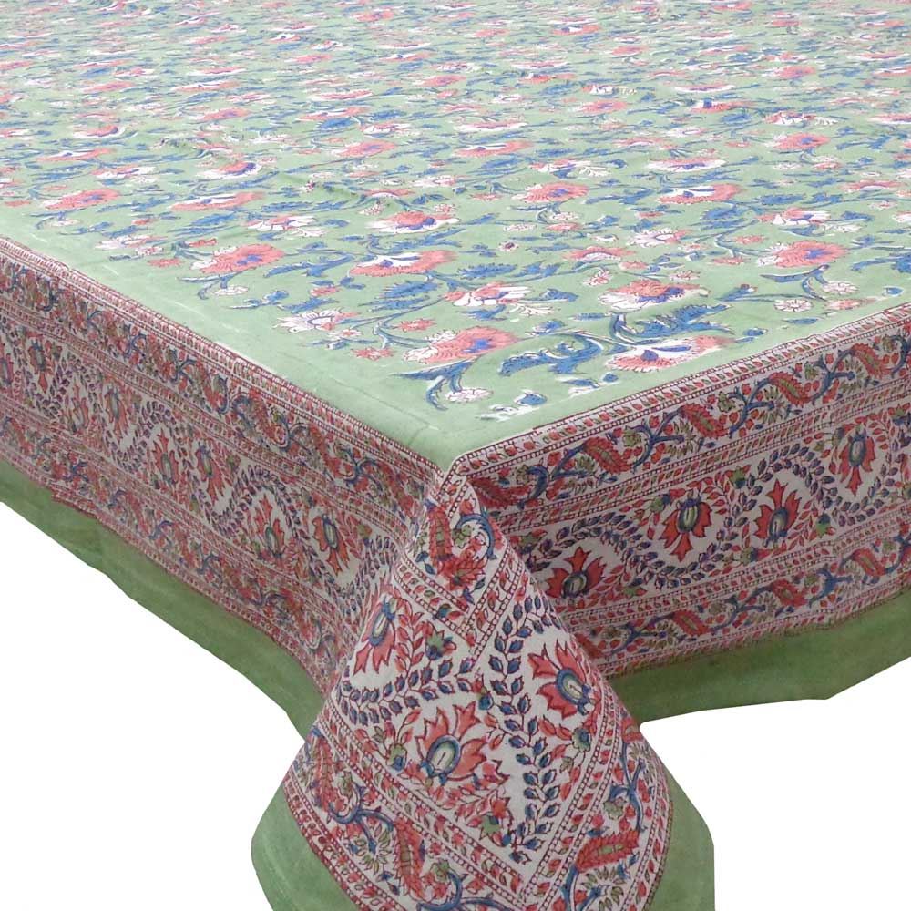 Hand Block Printed Cotton Tablecloth 150x220 cms Rukhsana Jade Gud 204222