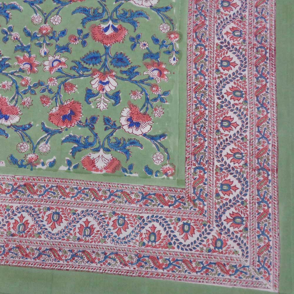 Hand Block Printed Cotton Tablecloth 150x220 cms Rukhsana Jade Gud 204222