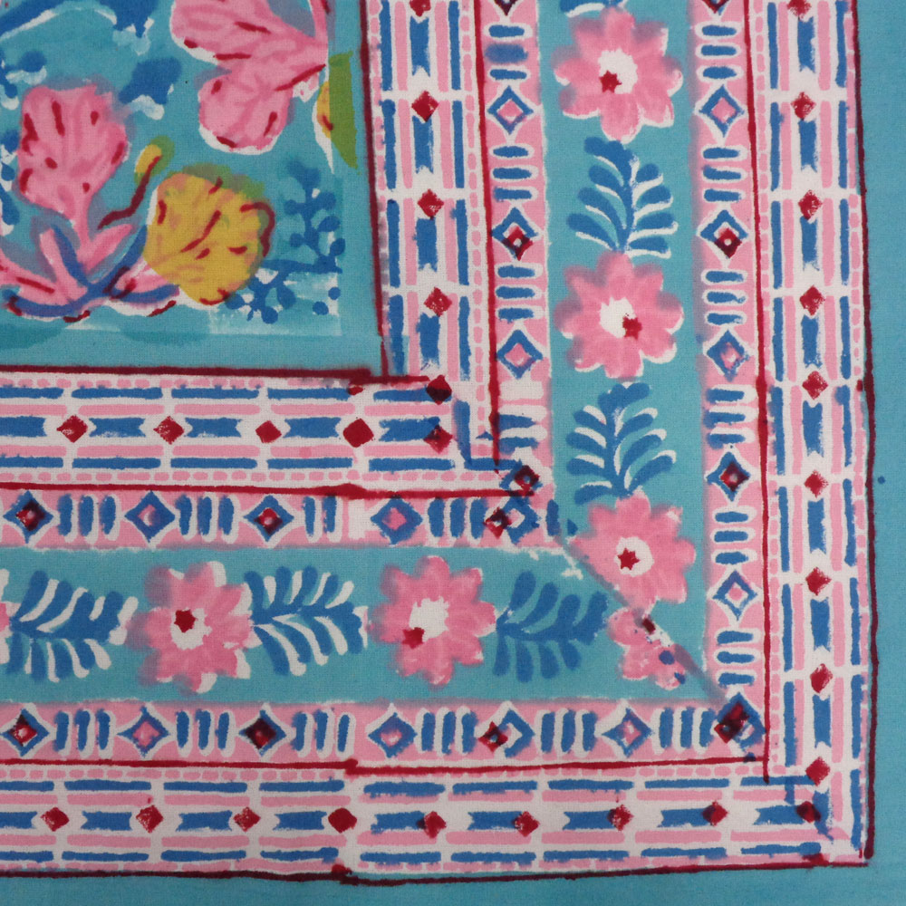Cotton Hand Block Printed Cotton Tablecloth 180x340 cms Gulmohar Gud 206310