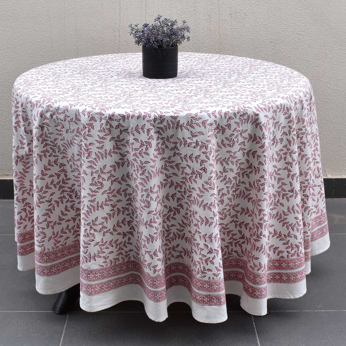 Round 180 cms Cotton French Design Table Cover Harmony Peach Open 260414