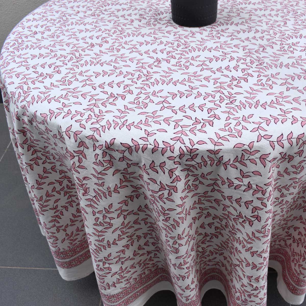 Round 180 cms Cotton French Design Table Cover Harmony Peach Open 260414
