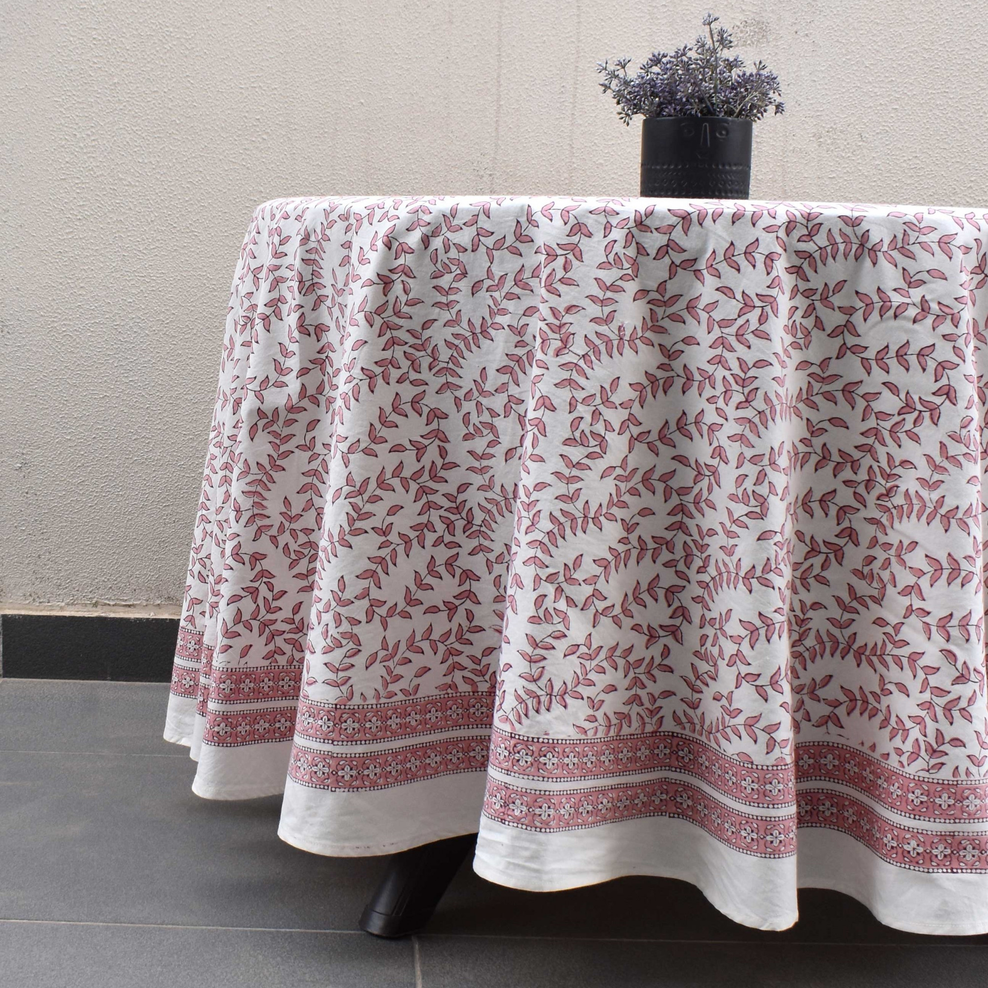 Round 180 cms Cotton French Design Table Cover Harmony Peach Open 260414