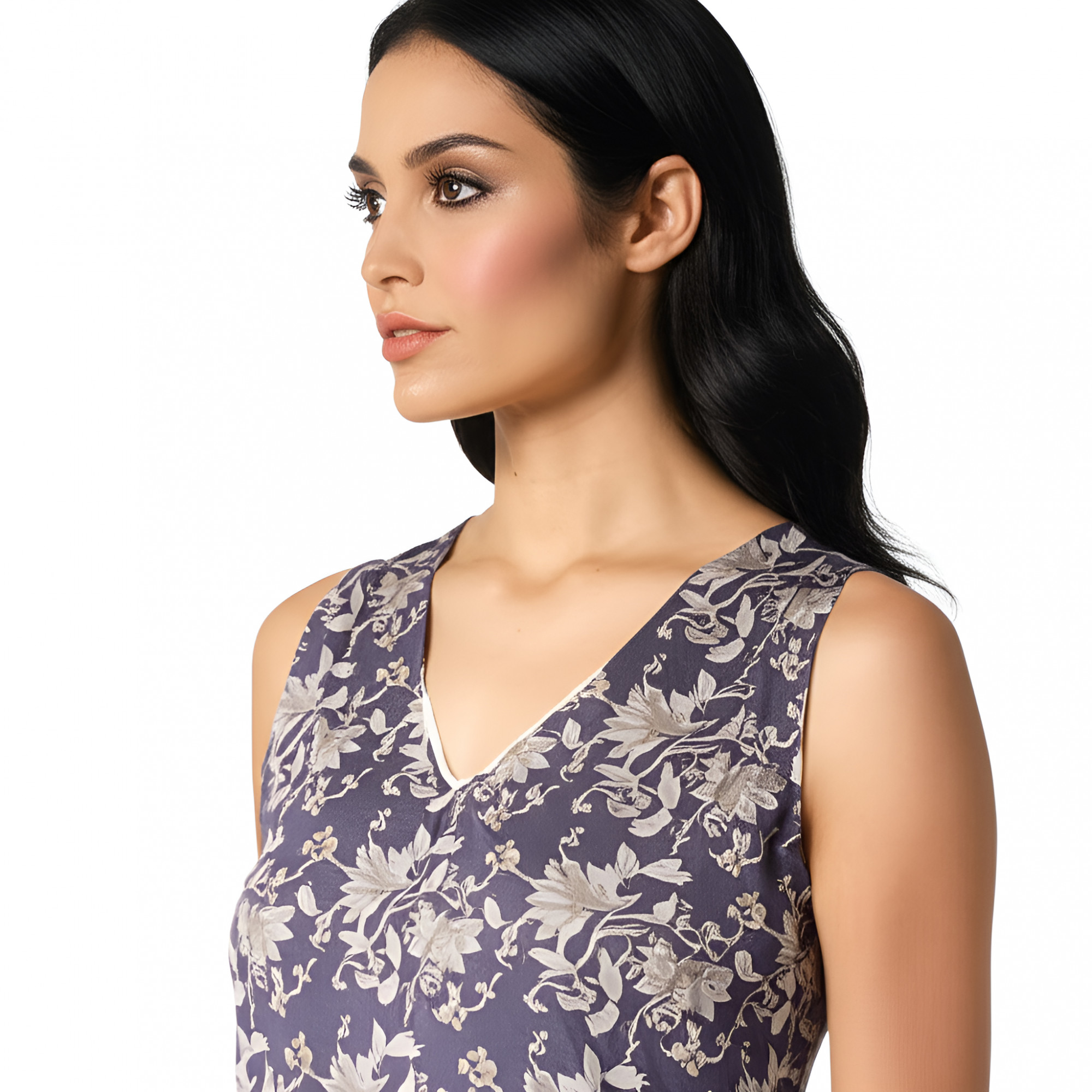 Sleeveless Purple Violet Dress Hand Printed Cotton Dress 100 Cotton Casual Wear