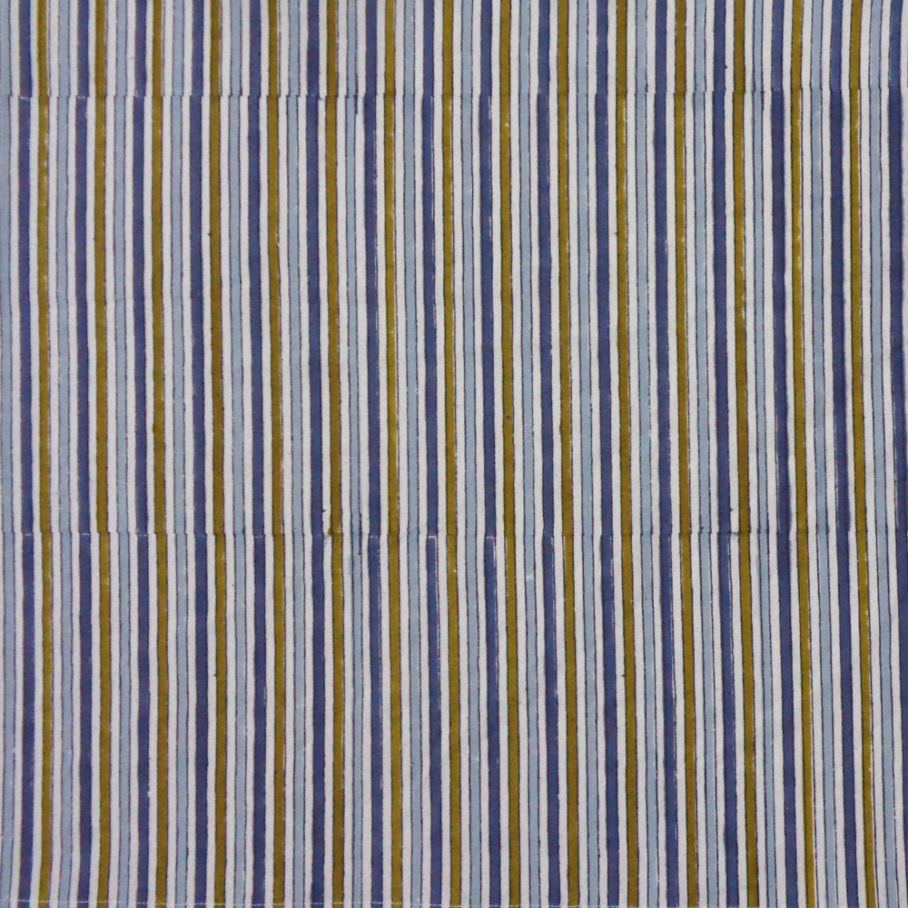 5 Yard Running Fabric Hand Block Printed Cotton 20 Sheeting Fabric Three Stripe Starlight 202213