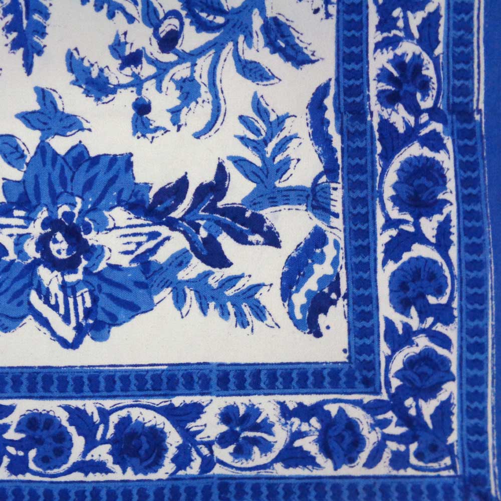 Hand Block Printed Cotton Canvas Table Mat 32x48 cms Set of 2 Table mats Anarkali Blue Open 106795