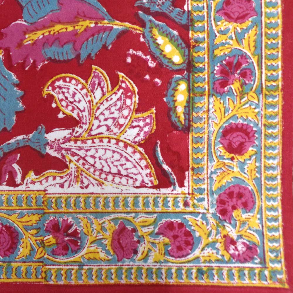 Hand Block Printed Cotton Canvas Table Mat 32x48 cms Set of 2 Table mats Anarkali Red Gud 201397