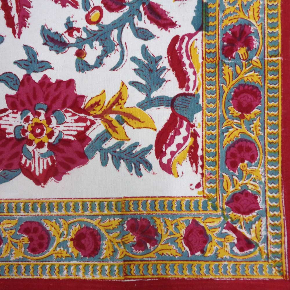 Hand Block Printed Cotton Canvas Table Mat 32x48 cms Set of 2 Table mats Anarkali Red Open 200652