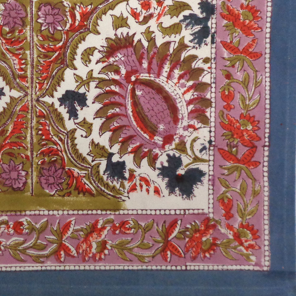 Hand Block Printed Cotton Canvas Table Mat 32x48 cms Set of 2 Table mats Bird Of Paradise Open 204059