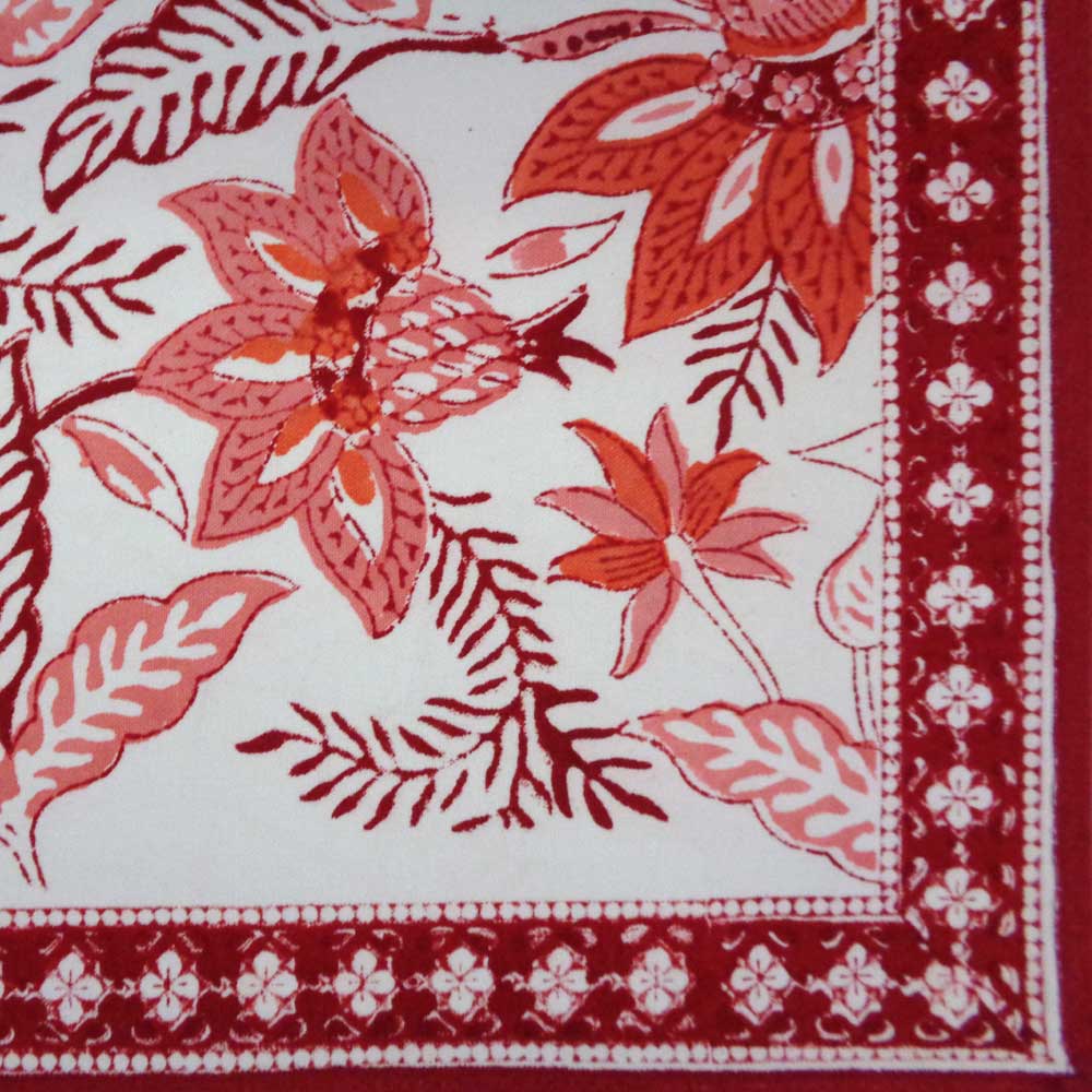 Hand Block Printed Cotton Canvas Table Mat 32x48 cms Set of 2 Table mats Bossanova Red Open 103700