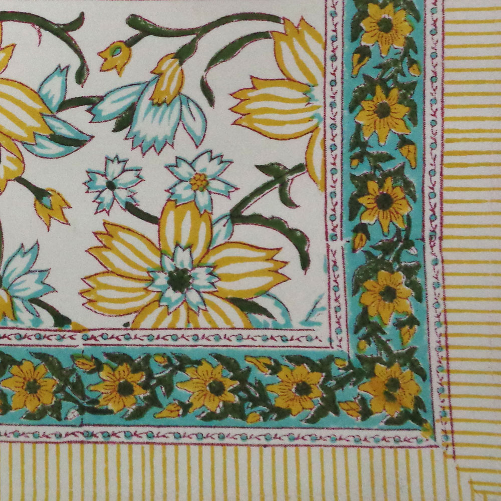 Hand Block Printed Cotton Canvas Table Mat 32x48 cms Set of 2 Table mats Champa Kali 204564