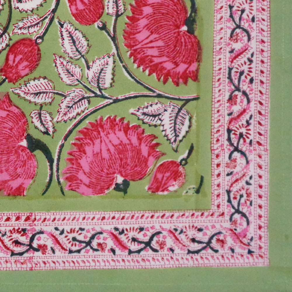 Hand Block Printed Cotton Canvas Table Mat 32x48 cms Set of 2 Table mats Kamal Gulabi Gud 206591