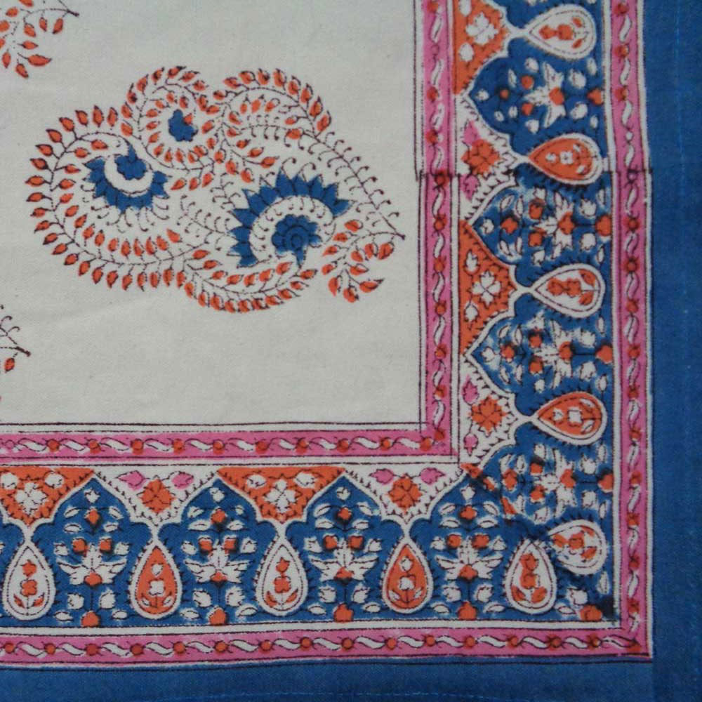 Hand Block Printed Cotton Canvas Table Mat 32x48 cms Set of 2 Table mats Kusum Gulabi Boota 205379