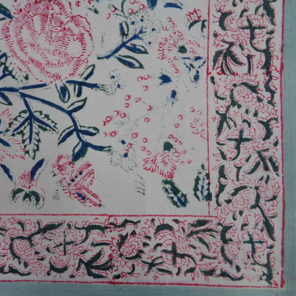 Hand Block Printed Cotton Canvas Table mat 32x48 csm Set of 2 Table mats Naya Gulab Open 102263