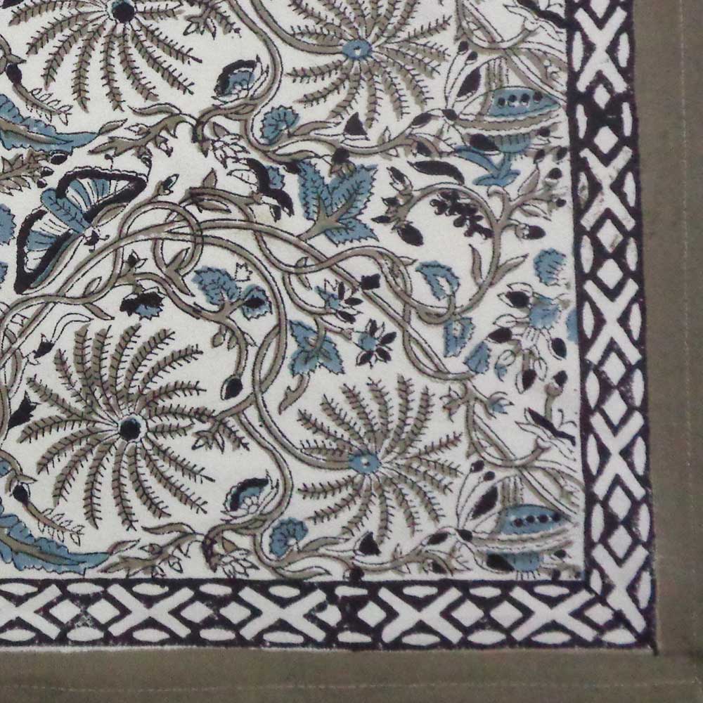 Hand Block Printed Cotton Canvas Table Mat 32x48 cms Set of 2 Table mats Passion Flower 108709