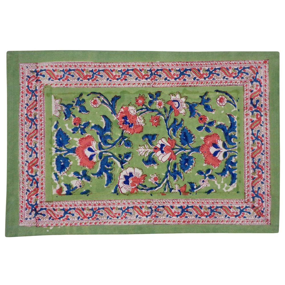 Hand Block Printed Cotton Canvas Table Mat 32x48 cms Set of 2 Table mats Rukhsana Jade Gud 204222