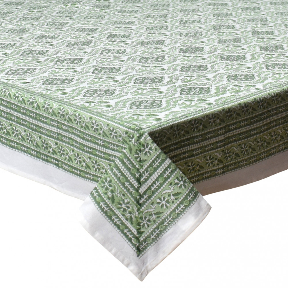 Image of 12 Seater Tablecloth – 180x340 cms | Trellis Shale Green 202517
