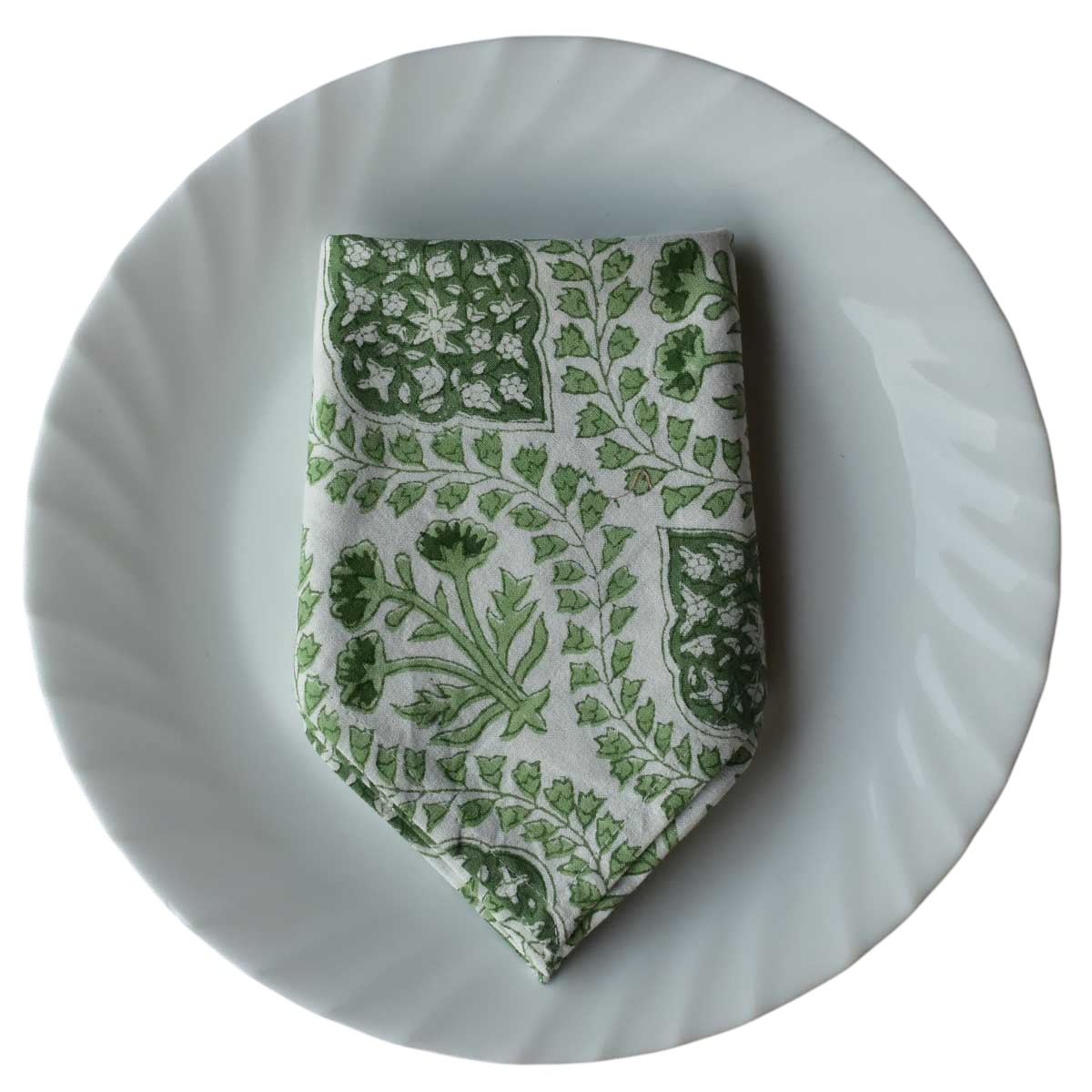 Hand Block Printed Cotton Napkin 45x45 cms Set of 4 Napkins Trellis Shale Green 202517