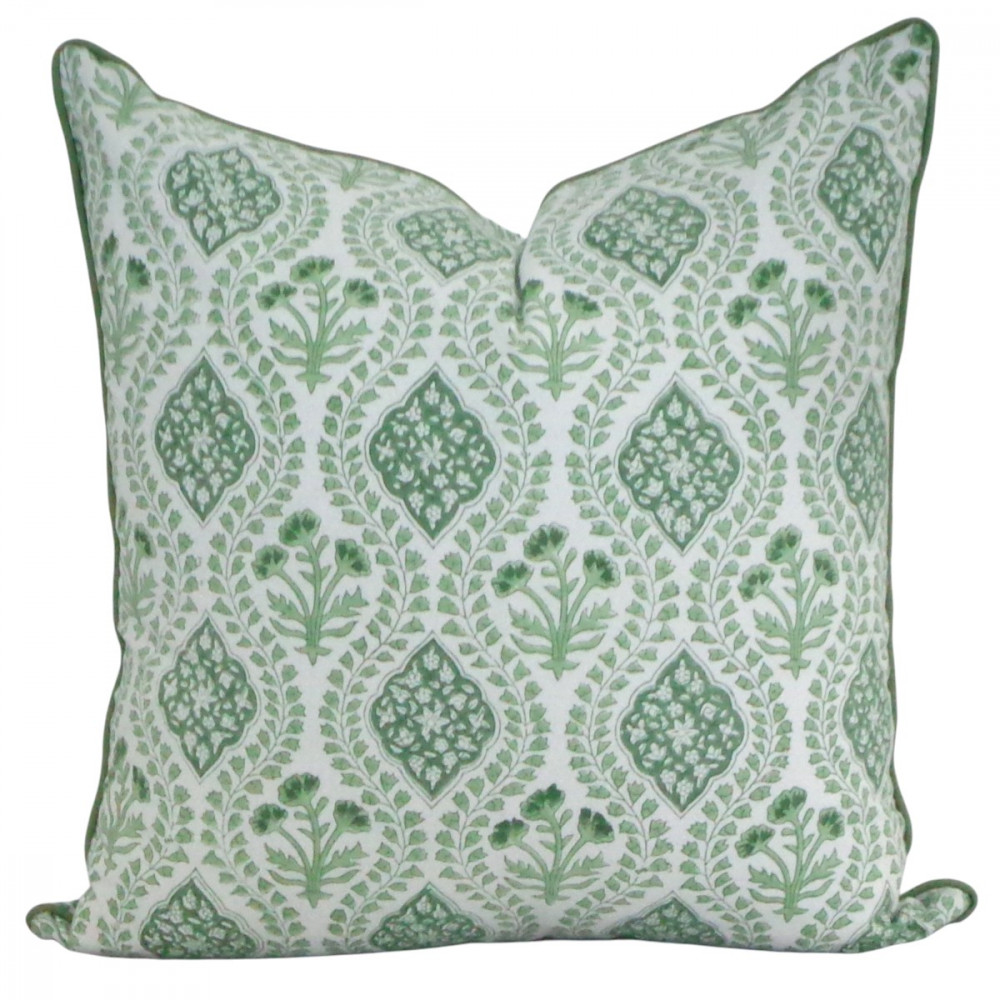 Image of Piping Cushion Cover 50x50 cms | Trellis Shale Green 202517