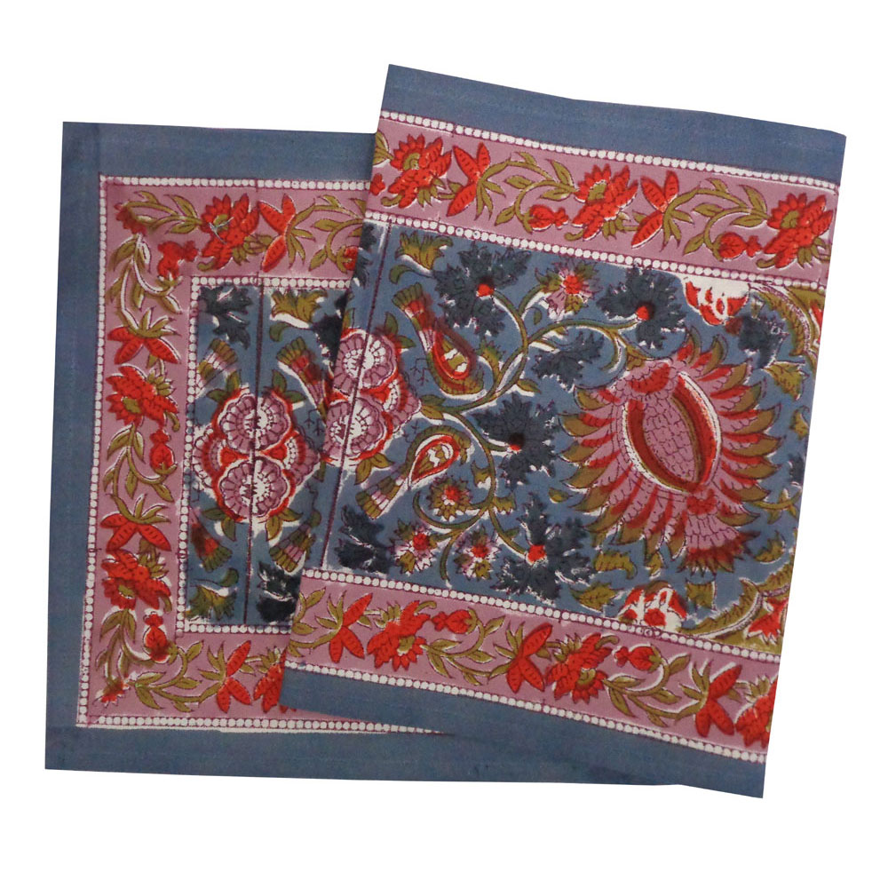 Hand Block Printed Cotton Canvas Table Runner 33x120 cms Bird Of Paradise Gud 204347