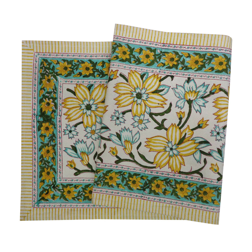 Hand Block Printed Cotton Canvas Table Runner 33x120 cms Champa Kali 204564