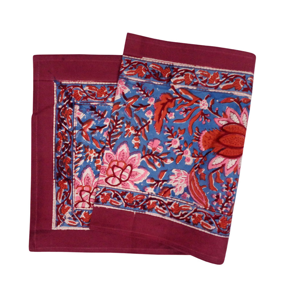 Hand Block Printed Cotton Canvas Table Runner 33x120 cms Firdaus Gud 204865