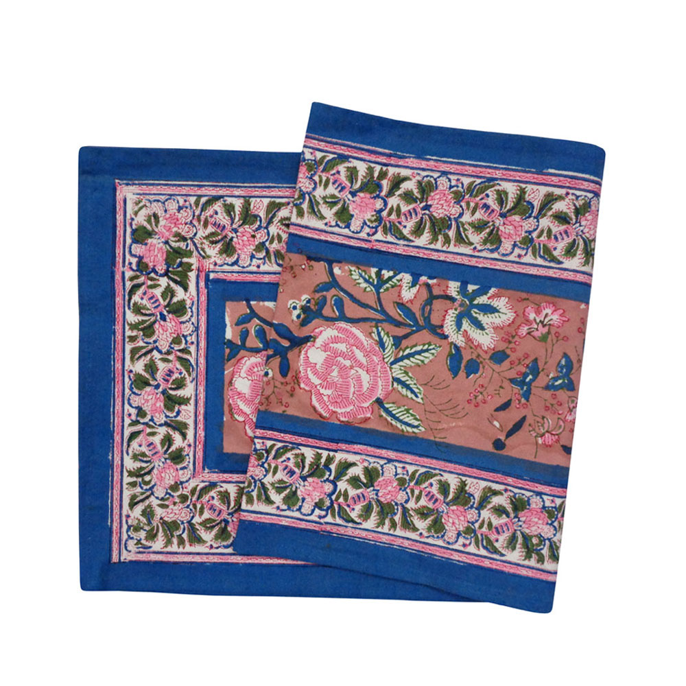 Hand Block Printed Cotton Canvas Table Runner 33x120 cms Misty Rose Gud 202873