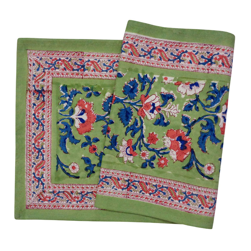 Hand Block Printed Cotton Canvas Table Runner 33x120 cms Rukhsana Jade Gud 204222