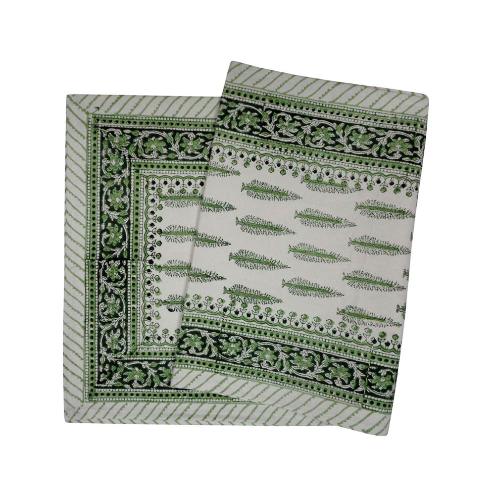 Hand Block Printed Cotton Canvas Table Runner 33x120 cms Winter Fall Tree Vineyard 302395