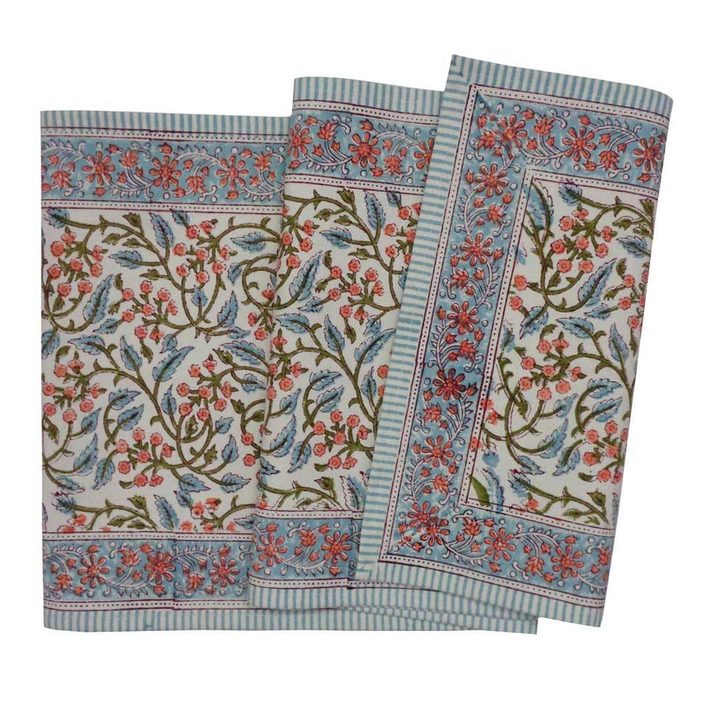 Hand Block Printed Cotton Canvas Table Runner 33x170 cms  Berry Pink 106128