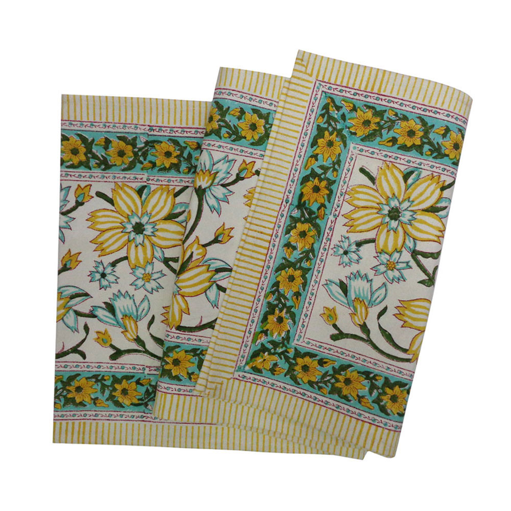 Hand Block Printed Cotton Canvas Table Runner 33x170 cms Champa Kali 204564