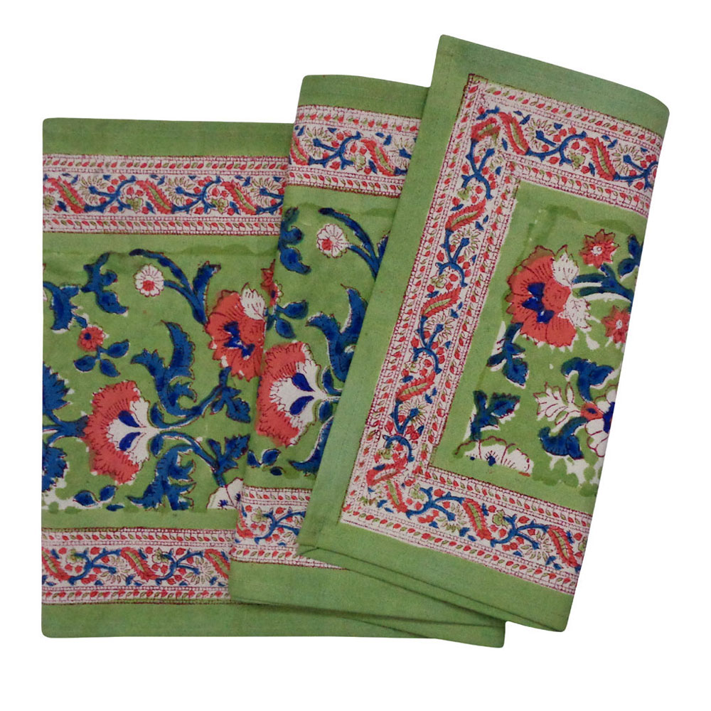 Hand Block Printed Cotton Canvas Table Runner 33x170 cms Rukhsana Jade Gud 204222