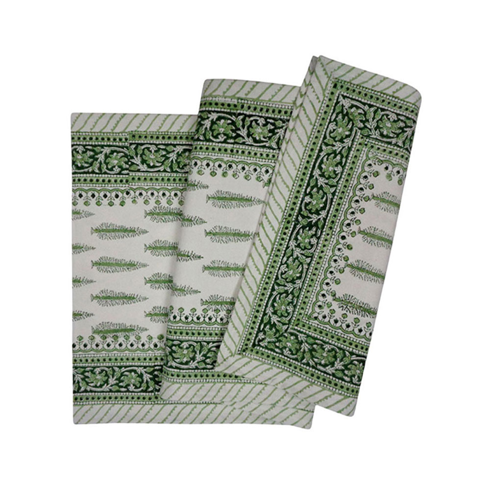 Hand Block Printed Cotton Canvas Table Runner 33x170 cms Winter Fall Tree Vineyard 302395