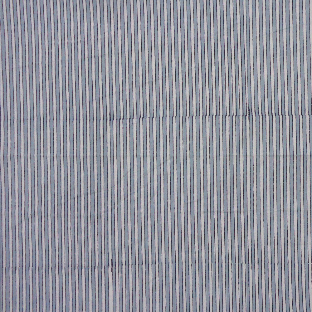 Hand Block Printed on 100 Cotton 5 Yard Fabric SANGANER Two Stripe Starlight 202212