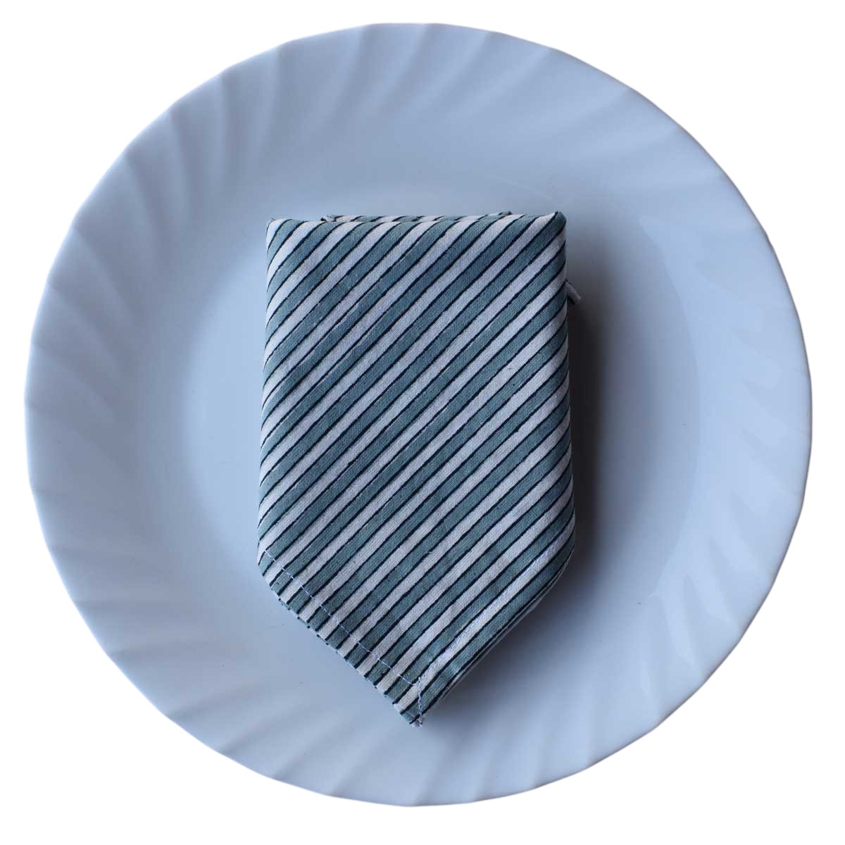 Hand Block Printed Cotton Napkin 45x45 cms Set of 4 Napkins Two Stripe Starlight 202212